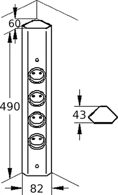Produktbild von Energie-Ecksäule ST 3081/490 in EDELSTAHL mit 4 Steckplätzen / Mehrfachsteckdose / Ecksteckdose