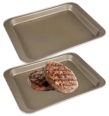 Immagine prodotto di Set di 2 teglie da forno, dimensioni 24x18x2 cm, Acciaio al carbonio, colore oro
