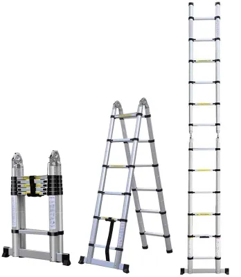 Teleskopische Leiter 5 m, Aluminium, 16 Stufen, klappbar, 150 kg