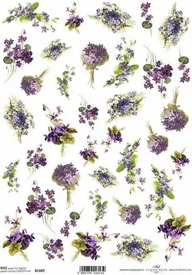 Zdjęcie produktu dla Papier ryżowy do decoupage ITD-R1449 kwiatki, fiołki, bukiet