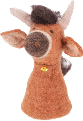 Produktbild von Filz Eierwärmer, Handgemachte Filzdekoration aus Nepal, Filztier - Stier, Orange, Filz,Wolle, 17*8*8 cm, Filz Eierwärmer