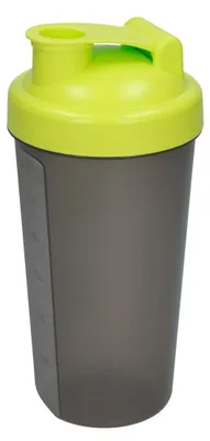 Image de Shaker 600 ml "Protein" - Gym Shaker pour boissons protéinées & sportives - avec tamis amovible & graduation pratique - facile à nettoyer - citron/translucide-gris