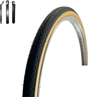 Produktbild von 1 x VEE Rubber V028 28" Fahrradreifen Schwarz/Creme 40-635 (28 x 1  1/2) inkl. Reifenheber