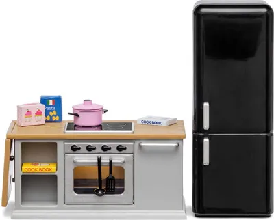 Produktbild von Lundby Puppenhaus Küche - Kochinsel mit Kühlschrank - Spielset