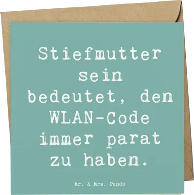 Produktbild von Mr. & Mrs. Panda Klappkarte Spruch Stiefmutter Heldin - Meeresbrise - Geschenk, Glückwunschkarte, Stiefkind, familie, anlasskarte, doppelkarte, Jubiläen, technologie