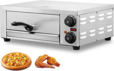 Produktbild von Kommerzieller Pizzaofen 305 mm - Edelstahl Elektro-Backofen mit 2 Drehknöpfen - Professionelles Pizzabacken - Gastronomie Küchengeräte