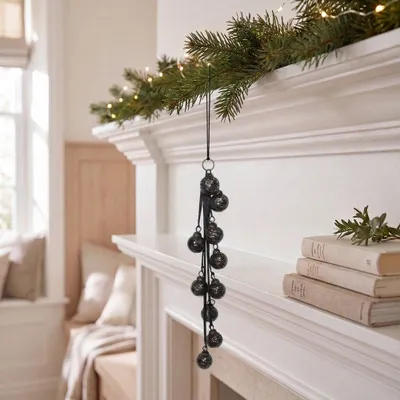 Produktbild von Premium Weihnachtskugel Glas, schwarz glänzend - handgemacht in Indien, H.38cm