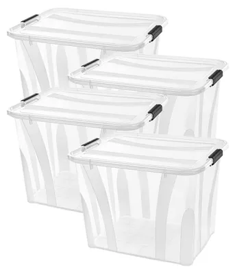Aufbewahrungsbox 55 l, Set mit 4 Stück, transparent, Polypropylen