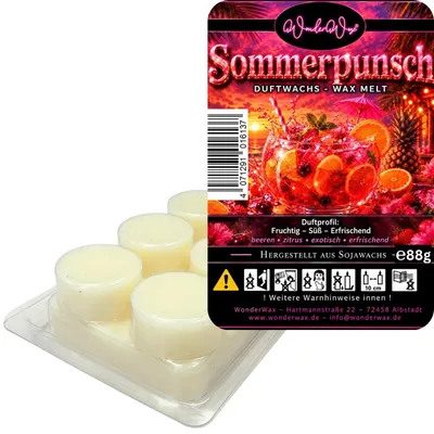 Produktbild von WonderWax Duftwachs Wax Melts für Duftlampe, 6 Kreise Duftmelt Wachsmelt Sojawachs Duftwachs Würfel für Raumdüfte, Wachs Duftöl Winter Indoor Schmelzen für Aromalampe Sommerpunsch