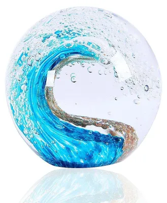 Image de Figurine en verre soufflé, représentant des vagues océaniques, pour la décoration