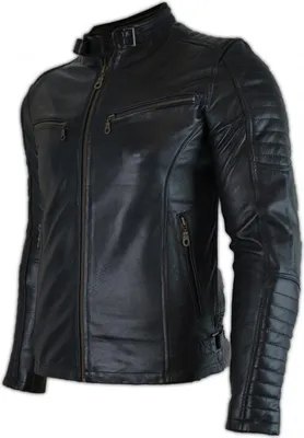 Produktbild von Herren Biker Motorrad Lederjacke mit Protektoren Gesteppt Steppjacke Retro Jacke(S)