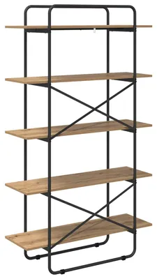 Image de Étagère bibliothèque, 5 niveaux, 100 x 35 x 175,5 cm, bois stratifié imitation chêne artisanal