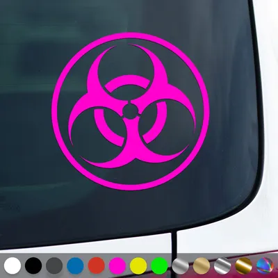 Produktbild von PantherPixel Biohazard Aufkleber Warnung Vorsicht Hinweis Sticker Auto Geschenkidee Farbe Neon-Pink