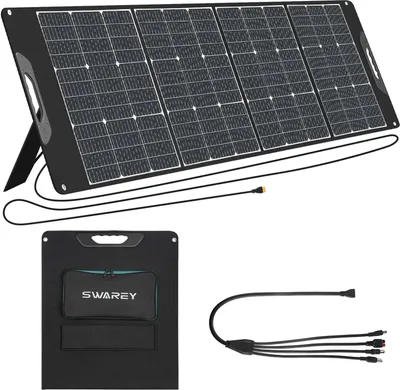 Produktbild von SWAREY Faltbares Solarpanel HYD-T200 - 200W Solar Mobile Solaranlagen für Tragbare Stromerzeuger, Tragbares Solarpanel mit Verstellbaren Ständern für Faltbares Solarladegerät für Wohnmobil, Camping Monokristalline Solarzellen