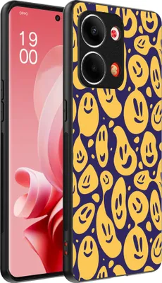 Produktbild von Smartphonica Telefon Fall geeignet für Oppo Reno 9 / 9 Pro mit Smiley-Druck - TPU zurück Abdeckung Fall Emoji Design - lila gelb