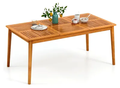 Produktbild von Gartentisch für 6 Personen, 170 x 90 cm, rechteckiger Terrassentisch mit 5 cm Schirmloch, wetterfester Holztisch aus Akazienholz, Outdoor Esstisch für Garten, Hof, Terrasse