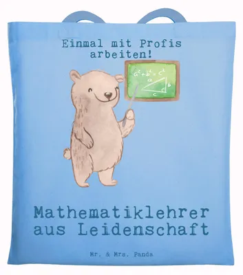 Produktbild von Mr. & Mrs. Panda Shopping Tasche Mathematiklehrer Leidenschaft - Sky Blue - Geschenk, Referendariat, Mathelehrer, Witzig, Uni, Laptoptasche, Spruch, Einkaufstasche