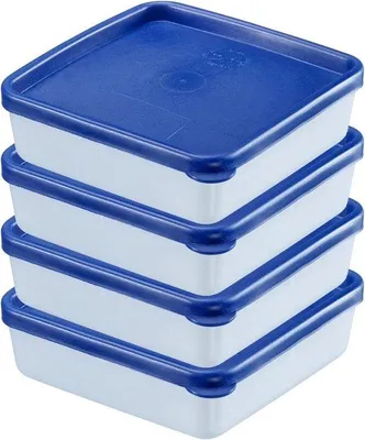 Obrázok produktu pre Sada 4 ks priehľadných nádob, 0,25 l, stohovateľné, modré