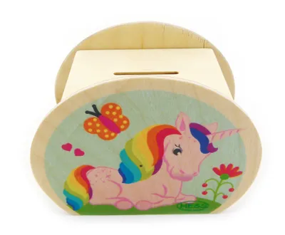 Produktbild von Holzdekoration Spardose „Einhorn“ BxLxH 115x65x85mm NEU