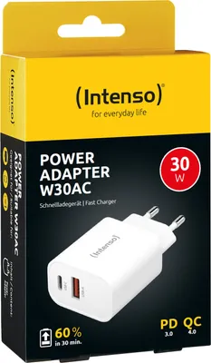 Produktbild von Intenso POWER ADAPTER USB-A/USB-C/7803012, Drinnen, AC, 20 V, Weiß