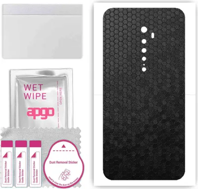 Produktbild von apgo Rückseite Schutzfolie, Skin, kompatibel mit Oppo Reno2, Hinten Displayschutzfolie aus Vinylfolie, kratzfest, einfache Montage - Schwarze Honigwabe