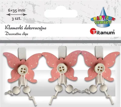 Zdjęcie produktu dla Ozdoba drewniana Klamerki motyle 3szt
