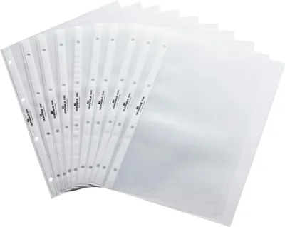 Immagine prodotto di DURABLE Buste trasparenti per raccoglitori ad anelli per presentazioni da scrivania A4 orizzontale, 10 pezzi, Trasparente, 856619