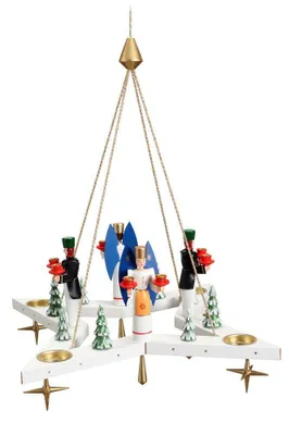 Produktbild von Lichterkranz  Adventskranz Stern mit Engel und Bergmann weiß BxT = 50x50cm NEU