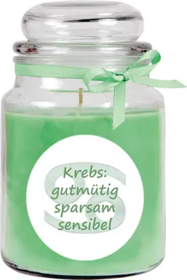 Produktbild von HS Candle "Sternzeichen" Duftkerze Kokos im Bonbonglas ( Krebs ) - viele Motive zur Auswahl, 500g - Brenndauer bis zu 110 Std - Cancer