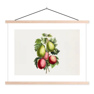 Produktbild von MuchoWow® Textilposter Früchte - Feigen - Blätter 40x30 cm mit holzfarbenen Rahmen - Bilder