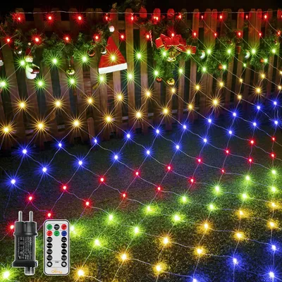 Immagine prodotto di Catene luminose da esterno, dimensioni 3 x 2 metri, con 200 LED colorati, 8 modalità e timer