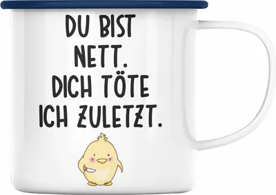 Produktbild von Trendation - Lustige Emaille Tasse Kollege Kollegin Geschenk Lustiger Spruch Emaille Emaille Tasse Sprüche Sarkasmus Emaille Tassen mit Sprüchen (Blau)
