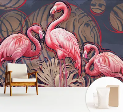 Produktbild von Fototapete  - 312x219 cm - Tapete - Wandtapete - Wandbilder - Dekofolie - Tapete Folie - Wand - Dekoration - Wohnzimmer - Rosa Flamingos