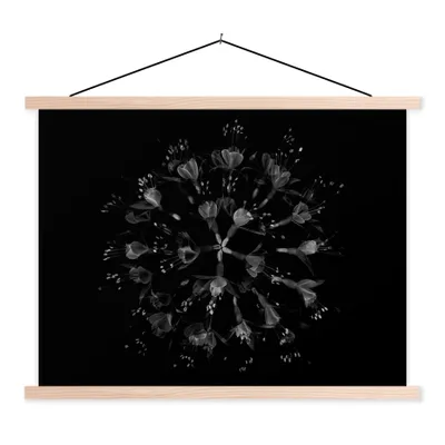 Produktbild von MuchoWow® Textilposter Blumen - Orange - Rosa - Schwarz 40x30 cm mit holzfarbenen Rahmen - Bilder