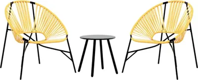 Image de vidaXL Ensemble de chaises de jardin 3 pièces noir et jaune Poly rotin