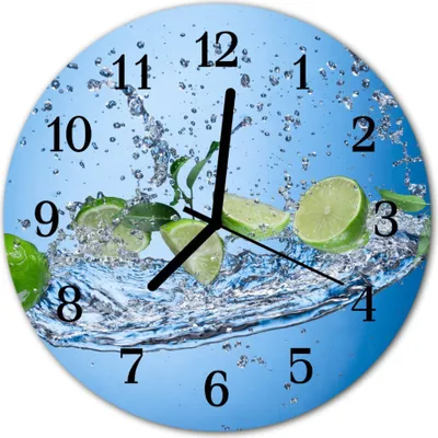 Produktbild von Glasuhr Wanduhr Küchenuhr Echt-Glas 30fi cm Limetten blau