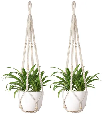 Produktbild von Set aus 2 Macramé-Pflanzenhängern für den Innenbereich