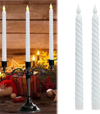 Produktbild von 2 Stück LED Stabkerzen Batteriebetrieben,Tafelkerzen LED Kerzen Flammenlos Weihnachtsdeko Esszimmer Restaurant Bankett Geburtstag Feiertag,Weiß