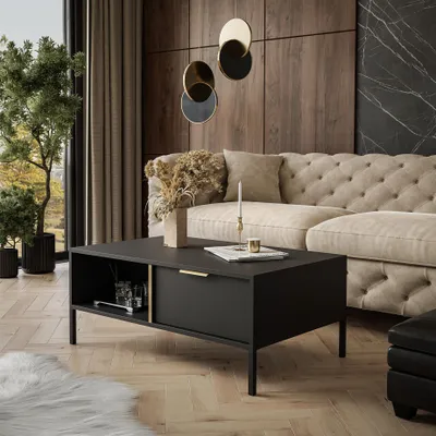 Produktbild von Couchtisch LARETTO mit Schublade anthrazit schwarze Beine