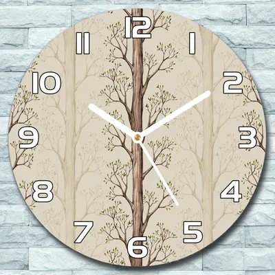 Produktbild von Wanduhr aus Glas Rund fi 30 Bäume Wald Quarz Deko Wohnzimmer Büro