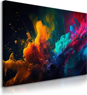 Immagine prodotto di Muralo su tela colorata astrazione arte moderna Malarei effetto 3D L. 120 cm x H. 80 cm