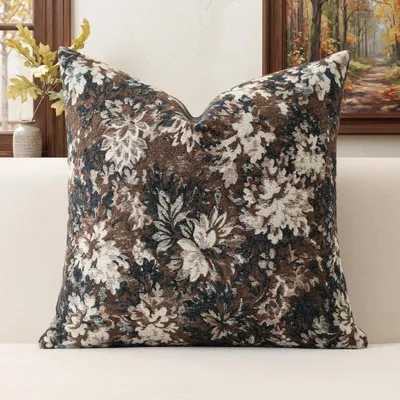 Produktbild von Kissenhülle Chenille, Vintage Blumenmuster, 40x40 cm, für Wohnzimmer und Schlafzimmer