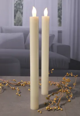 Obrázok produktu pre Vosková sviečka s LED plameňom, prírodná, 2 ks