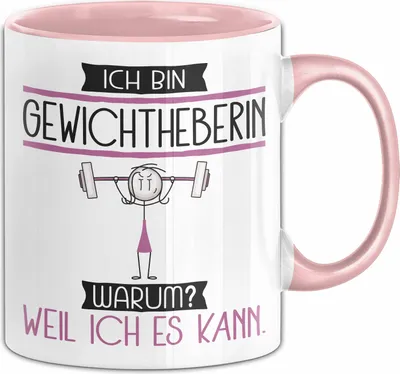 Produktbild von Gewichtheberin Tasse Geschenk Ich Bin Gewichtheberin Warum Weil Ich Es Kann Geschenkidee Geburtstag (Rosa)