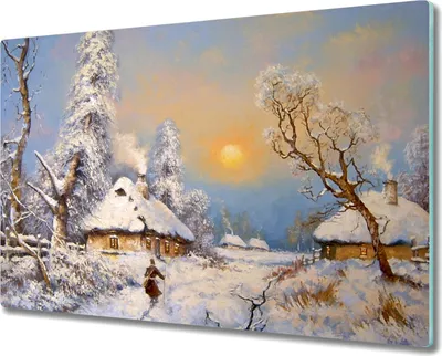 Produktbild von Coloray Herdabdeckplatte 80x52 cm Schneidebrett Kochplattenabdeckung Küchenbrett Hackbrett - Die Dorfhütte Winter