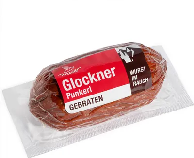 Produktbild von Glockner Punkerl 220g - In Heißrauch stark durchgebratene Dauerwurst mit Kräutergeschmack - Glutenfrei und Laktosefrei von Moser Wurst