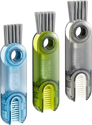Imagen del producto de Juego de cepillos de limpieza 3 en 1, con 3 unidades, diferentes cabezales de cepillo, para botellas de agua