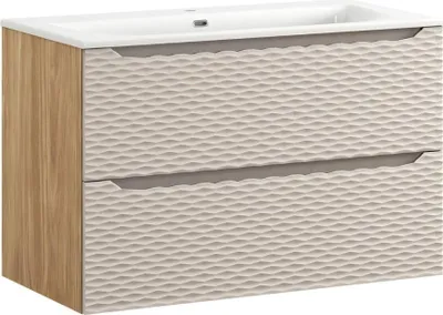 Produktbild von Badezimmer-Set YOKA beige: Waschtischunterschrank 90 cm + Einbauwaschbecken