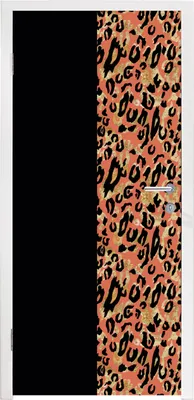Produktbild von MuchoWow® Türtapete Selbstklebende Türfolie Pantherdruck - Gold - Schwarz 85x205 cm Türposter Türaufkleber Klebefolie Türklebefolie - Türverzierung - Türen Dekoration - Plakaten
