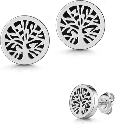 Produktbild von Ohrringe Ohrstecker 925 Sterling Silber vergoldet Lebensbaum mit Perlmutteinlage Material - Silber